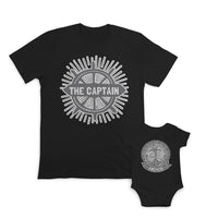 Daddy and Baby Matching Outfits Boat Wheel Sailing Anchor Symbol Cotton