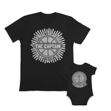 Daddy and Baby Matching Outfits Boat Wheel Sailing Anchor Symbol Cotton