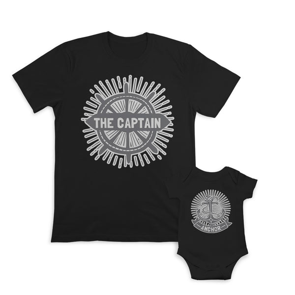 Daddy and Baby Matching Outfits Boat Wheel Sailing Anchor Symbol Cotton