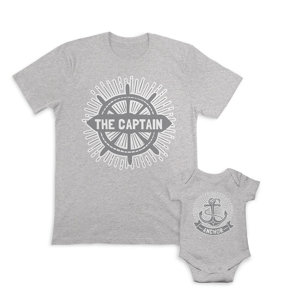 Daddy and Baby Matching Outfits Boat Wheel Sailing Anchor Symbol Cotton