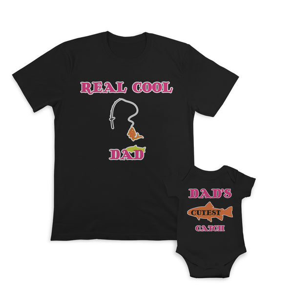 Daddy and Baby Matching Outfits Cool Dad Fishing Rod Fish Cutest Catch Cotton