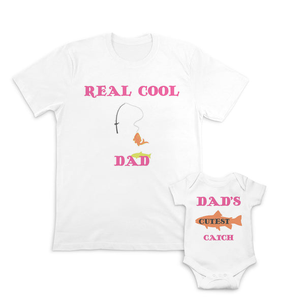 Daddy and Baby Matching Outfits Cool Dad Fishing Rod Fish Cutest Catch Cotton