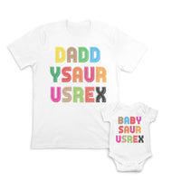 Daddy and Baby Matching Outfits Daddy Saur Usrex T Rex Dinosaur - Baby Cotton