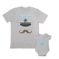 Daddy and Baby Matching Outfits Captain Cap Symbol Beard - Air Force Military