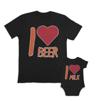 Daddy and Baby Matching Outfits Paste Option - I Love Beer Heart Cotton
