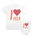 Daddy and Baby Matching Outfits Paste Option - I Love Beer Heart Cotton