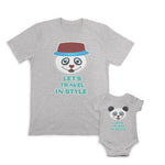 Daddy and Baby Matching Outfits Let Us Travel in Style Panda Laughing - Let Us