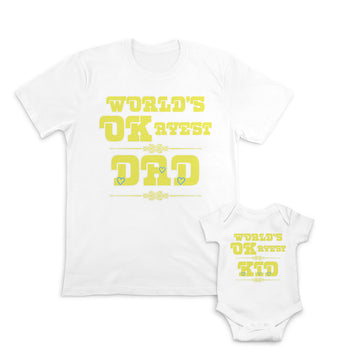 Daddy and Baby Matching Outfits Worlds Okayest Dad Heart - Worlds Kid Heart