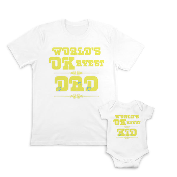 Daddy and Baby Matching Outfits Worlds Okayest Dad Heart - Worlds Kid Heart