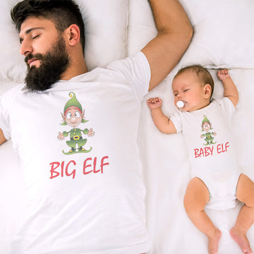 Daddy and Baby Matching Outfits Big Elf Christmas - Baby Elf Christmas Cotton