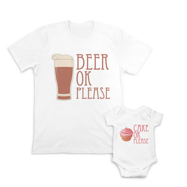Daddy and Baby Matching Outfits Beer Ok Please Glass - Cake Cupcake Cotton