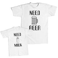 Daddy and Me Outfits Need Beer Alcohol Beer Glass Funny - Milk Bottle Cotton