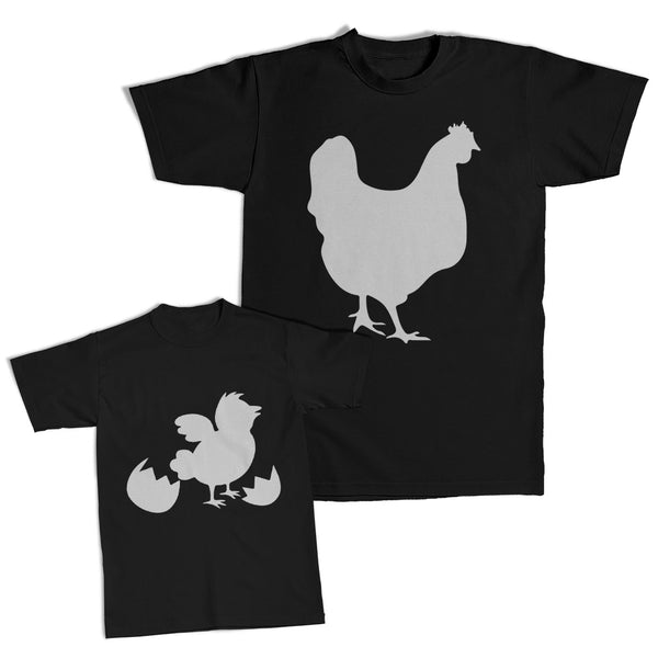 Daddy and Me Outfits Chicken Big Silhouette Egg Hatching Chicks Easter Cotton