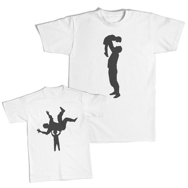 Daddy and Me Outfits Bicycle Bike Cycle - Father Son Adoring Silhouette Cotton