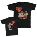 Daddy and Me Outfits Love My Son Monkey Cartoon Heart - Love Dad Monkey Cotton