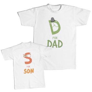 Daddy and Me Outfits D for Dad Cartoon Snake - S for Son Snake Cartoon Cotton