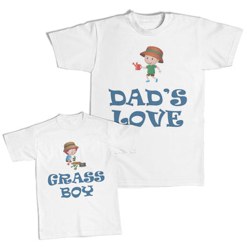 Daddy and Me Outfits Dads Watering Pot Smile Grass Boy Digging Plant Cotton