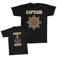 Daddy and Me Outfits Captain Boat Wheel Sailing - First Mate Anchor Cotton