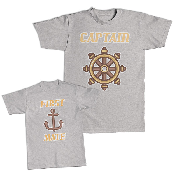 Daddy and Me Outfits Captain Boat Wheel Sailing - First Mate Anchor Cotton