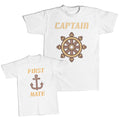 Daddy and Me Outfits Captain Boat Wheel Sailing - First Mate Anchor Cotton