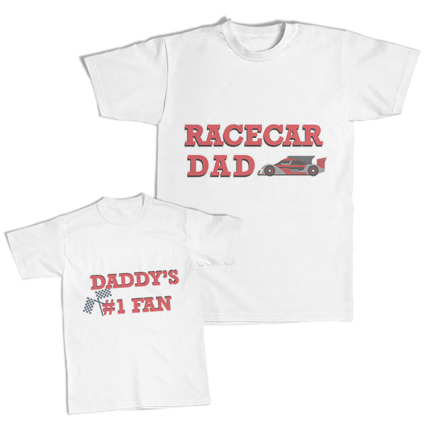 Daddy and Me Outfits Race Car Dad Sports - Daddy's Fan Racing Flag Cotton
