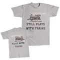 Daddy and Me Outfits Still Plays with Trains - Plays with Steam Engine Cotton