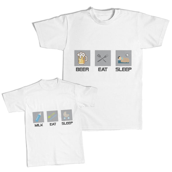 Daddy and Me Outfits Life Family Life - Beer Eat Sleep Beer Glass Bed Cotton