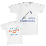 Daddy and Me Outfits Fisherman Spool Fishing Rod Am Cutest Catch Fish Cotton