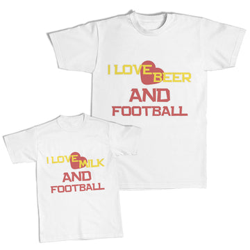 Daddy and Me Outfits I Love Beer and Football Heart - I Milk and Cotton