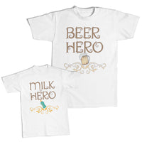 Daddy and Me Outfits Beer Hero Beer Glass - Milk Hero Milk Bottle Cotton