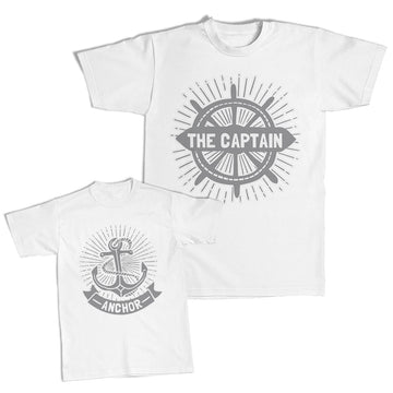 Daddy and Me Outfits Captain Boat Wheel Sailing - Anchor Symbol Sailing Cotton