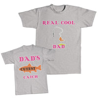 Daddy and Me Outfits Real Cool Dad Fishing Rod Fish - Cutest Catch Fish Cotton