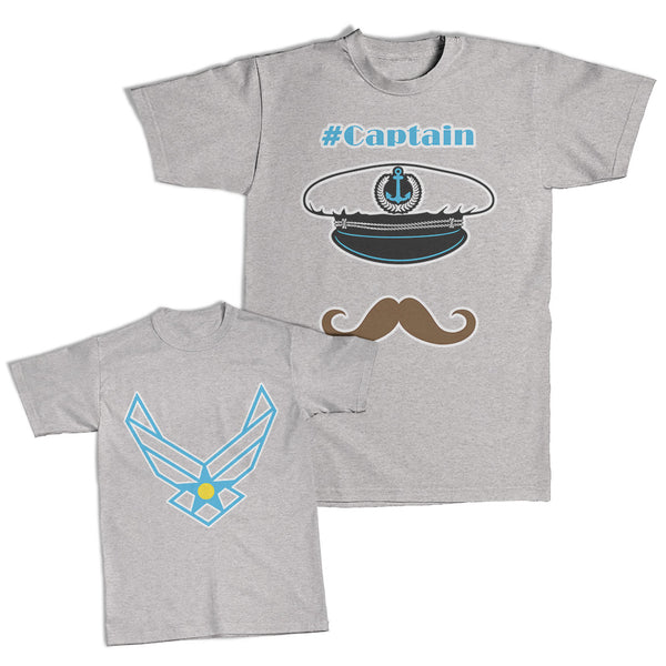 Daddy and Me Outfits Captain Cap Symbol Beard - Air Force Military Cotton