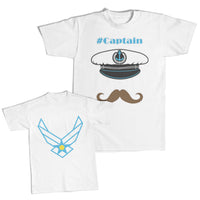 Daddy and Me Outfits Captain Cap Symbol Beard - Air Force Military Cotton