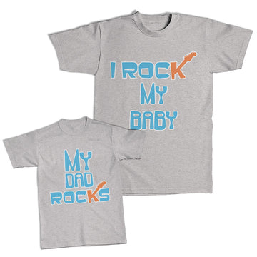 Daddy and Me Outfits I Rock My Baby Guitar - My Dad Rocks Guitar Cotton