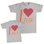 Daddy and Me Outfits Paste Option - I Love Beer Heart Cotton