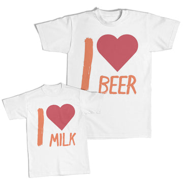 Daddy and Me Outfits Paste Option - I Love Beer Heart Cotton