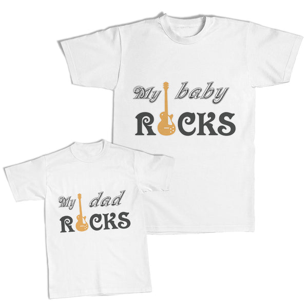 Daddy and Me Outfits My Baby Rocks Guitar Music - My Dad Rocks Guitar Cotton