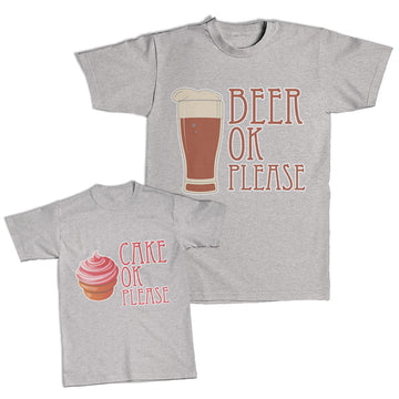 Daddy and Me Outfits Beer Ok Please Beer Glass - Cake Ok Please Cupcake Cotton