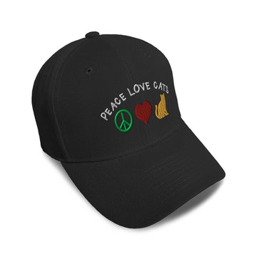 Kids Baseball Hat Peace Love Cats Embroidery Toddler Cap Cotton