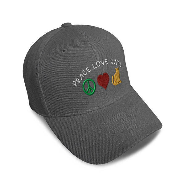 Kids Baseball Hat Peace Love Cats Embroidery Toddler Cap Cotton - Cute Rascals