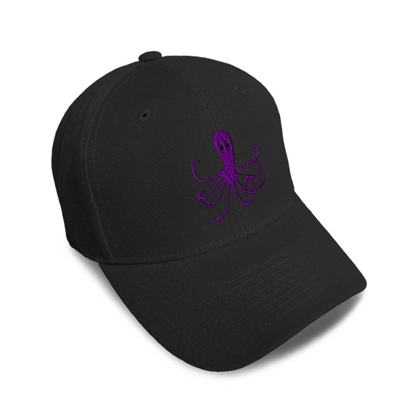 Kids Baseball Hat Octopus Purple Embroidery Toddler Cap Cotton - Cute Rascals