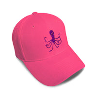 Kids Baseball Hat Octopus Purple Embroidery Toddler Cap Cotton - Cute Rascals