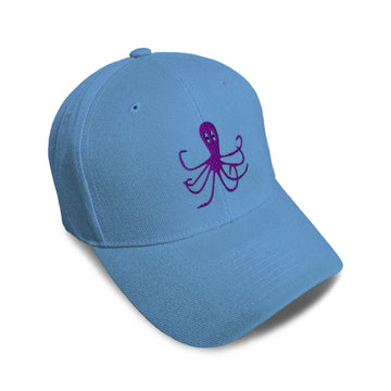 Kids Baseball Hat Octopus Purple Embroidery Toddler Cap Cotton