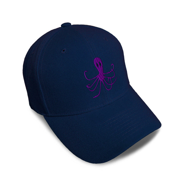 Kids Baseball Hat Octopus Purple Embroidery Toddler Cap Cotton - Cute Rascals