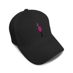 Kids Baseball Hat Tall Flamingo Pink Full Body Embroidery Toddler Cap Cotton - Cute Rascals