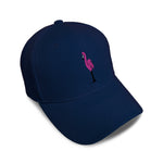 Kids Baseball Hat Tall Flamingo Pink Full Body Embroidery Toddler Cap Cotton - Cute Rascals