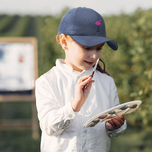 Kids Baseball Hat Flamingo Pink and Lavender Embroidery Toddler Cap Cotton - Cute Rascals