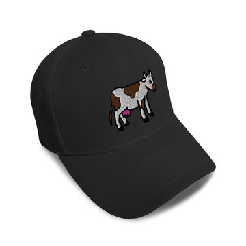 Kids Baseball Hat Farm Cow Side Body Embroidery Toddler Cap Cotton