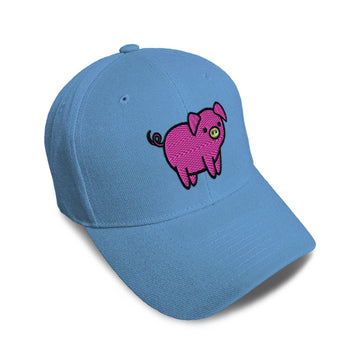 Kids Baseball Hat Pink Piggy Embroidery Toddler Cap Cotton
